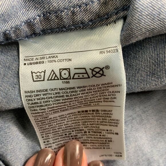 BANANA REPUBLIC 100% Cotton Paint Spatter Print Chambray Button Up LS Shirt XS - Picture 8 of 10